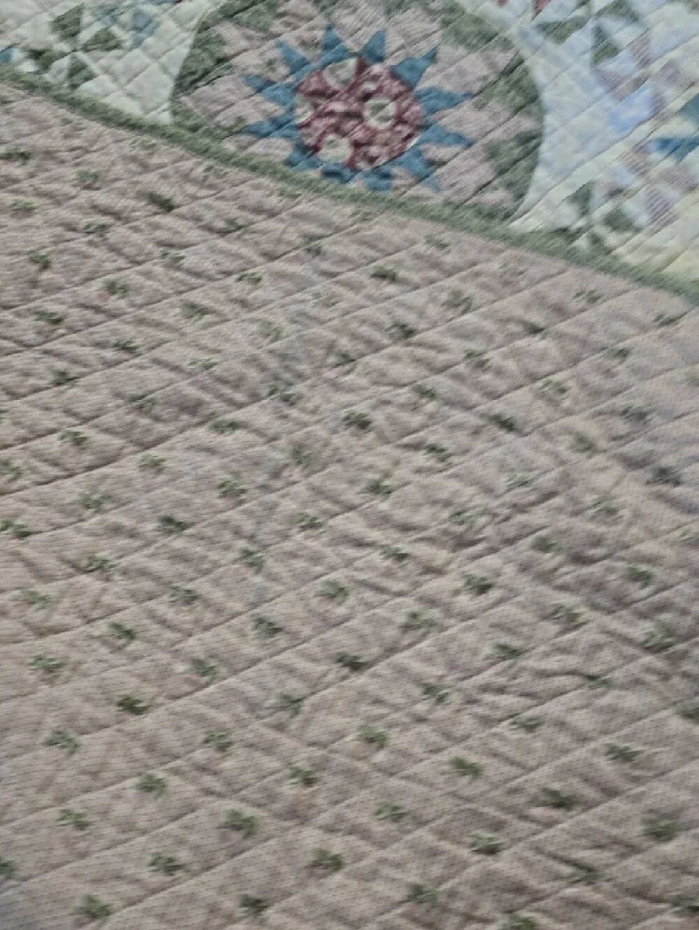 Floral Medallion Quilt - Pastel Green and Pink